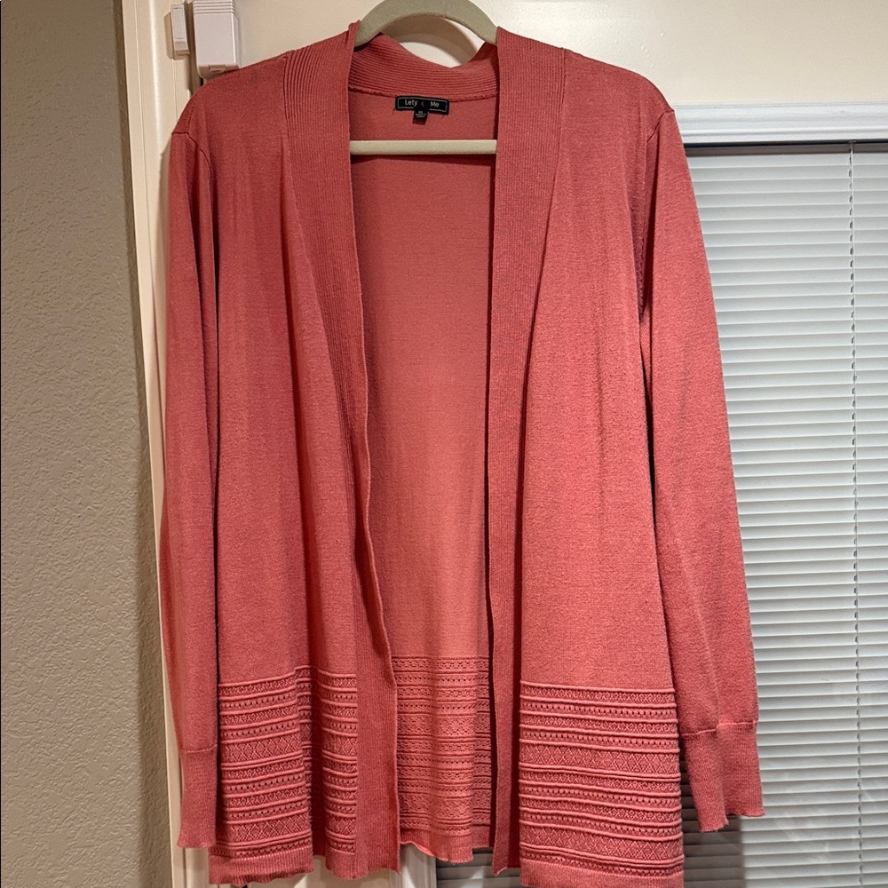 Elegant Coral Open Front Cardigan